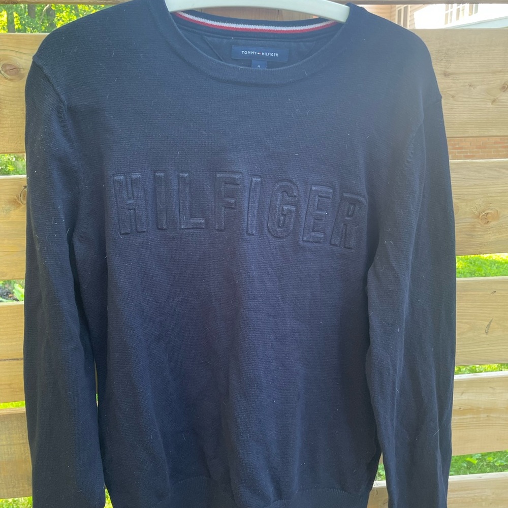 Black Tommy Hilfiger knitted crewneck sweatshirt